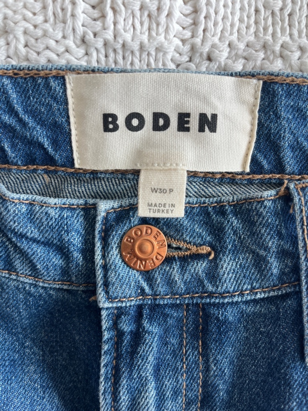 Boden High Rise Straight Leg Jeans in Mid Vintage Sz 30 P - Picture 5 of 15
